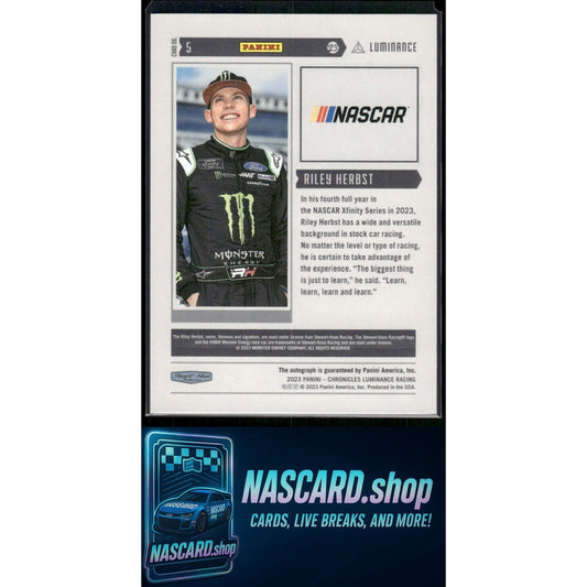 2023 Panini Chronicles #5 Riley Herbst Luminance Autographs