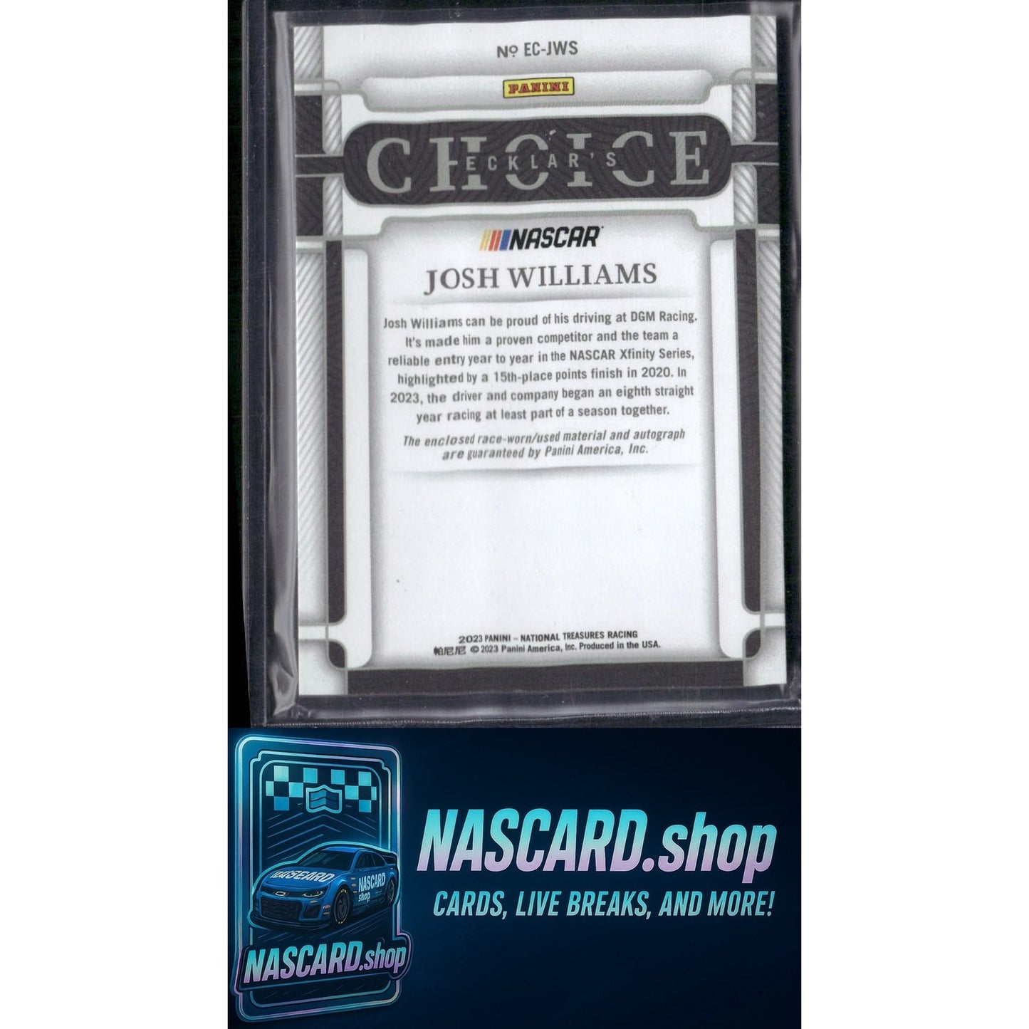2024 Panini National Treasures #EC-JWS Josh Williams 2023 Ecklar's Choice #/99