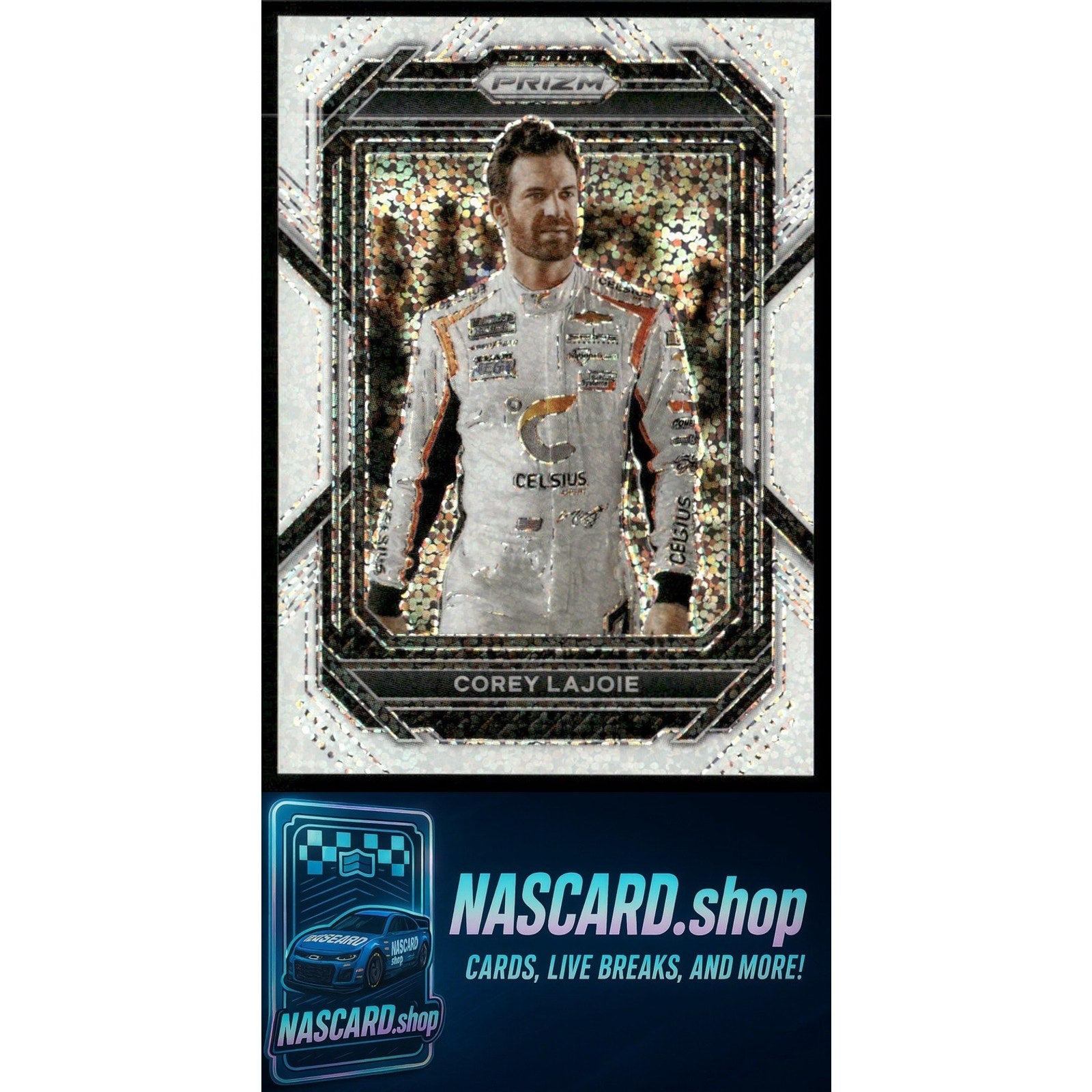 2023 Panini Prizm #20 Corey LaJoie White Sparkle Prizm - NASCARD.shop
