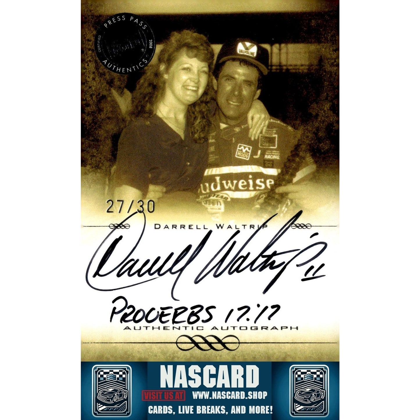 2008 Press Pass Legends Darrell Waltrip Autographs Black Inscriptions #/21 - NASCARD.shop