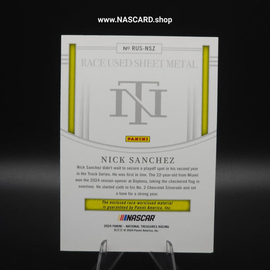 2024 Panini National Treasures Race Used Sheet Metal Nick Sanchez 99/99