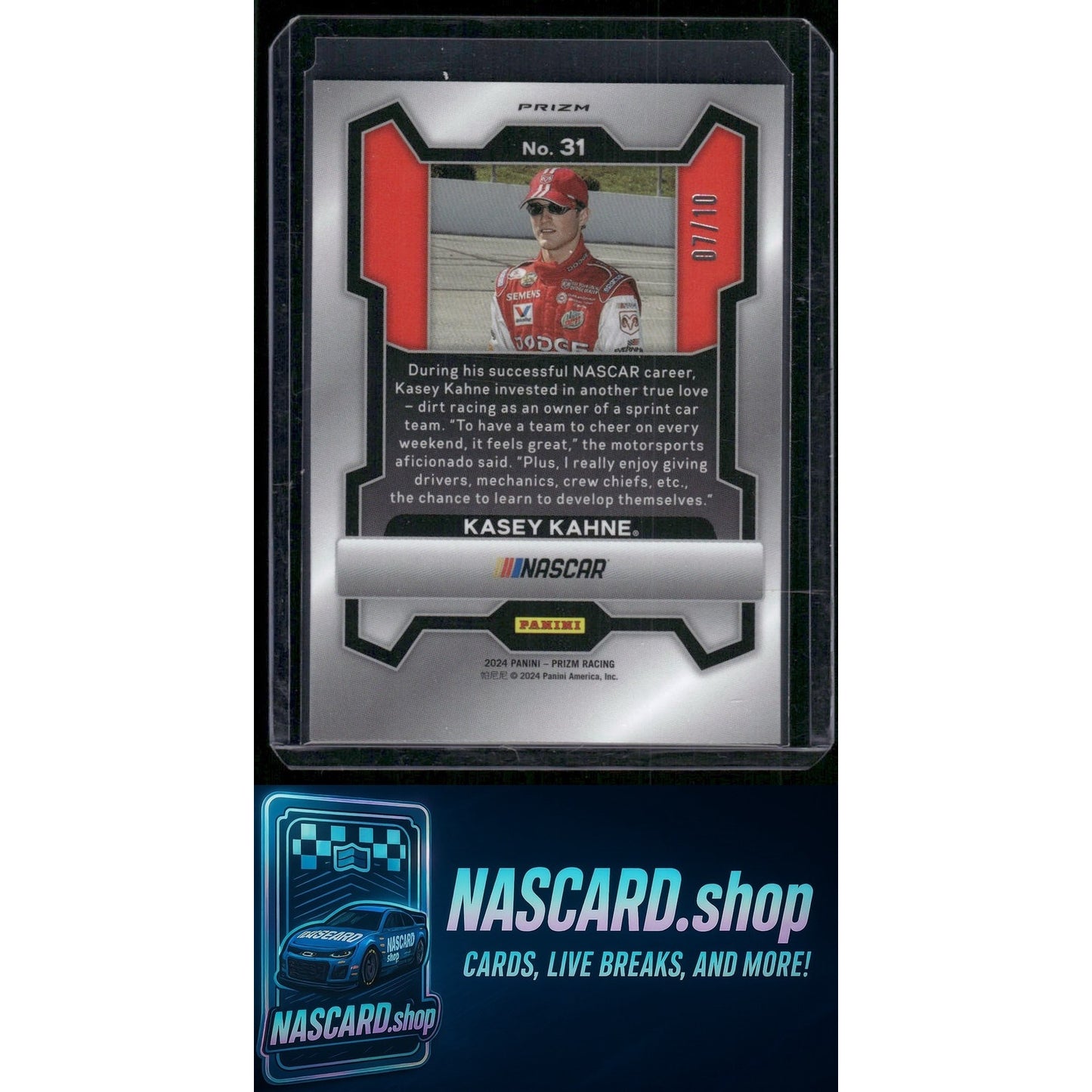 2024 Panini Prizm #31 Kasey Kahne Blue Shimmer #/10