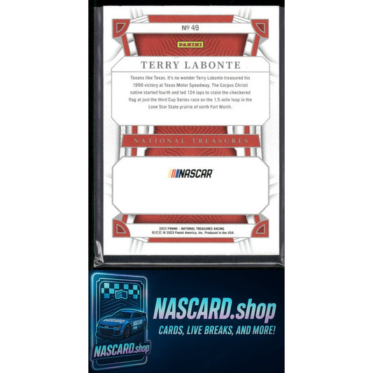 2023 Panini National Treasures #49 Diamond Anniversary Terry Labonte #/25