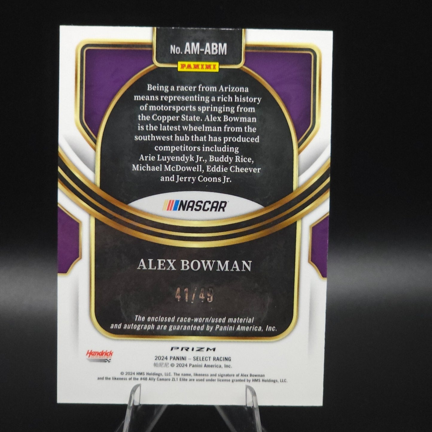 2024 Panini Select -Autographed Memorabilia Silver Prizm Alex Bowman /49