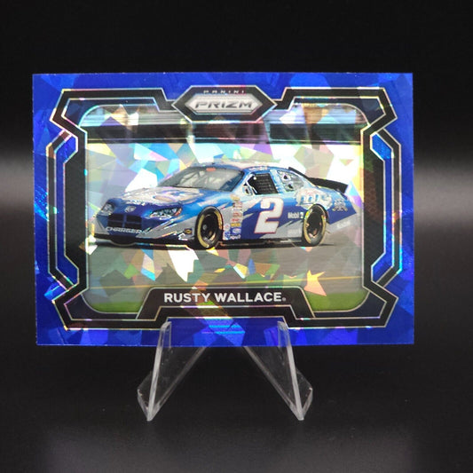 2024 Panini Prizm Racing Blue Cracked Ice Rides #67 Rusty Wallace
