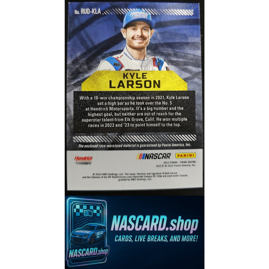 2023 Panini Prime #RUD-KLA Kyle Larson Race Used Duals Firesuits #/99