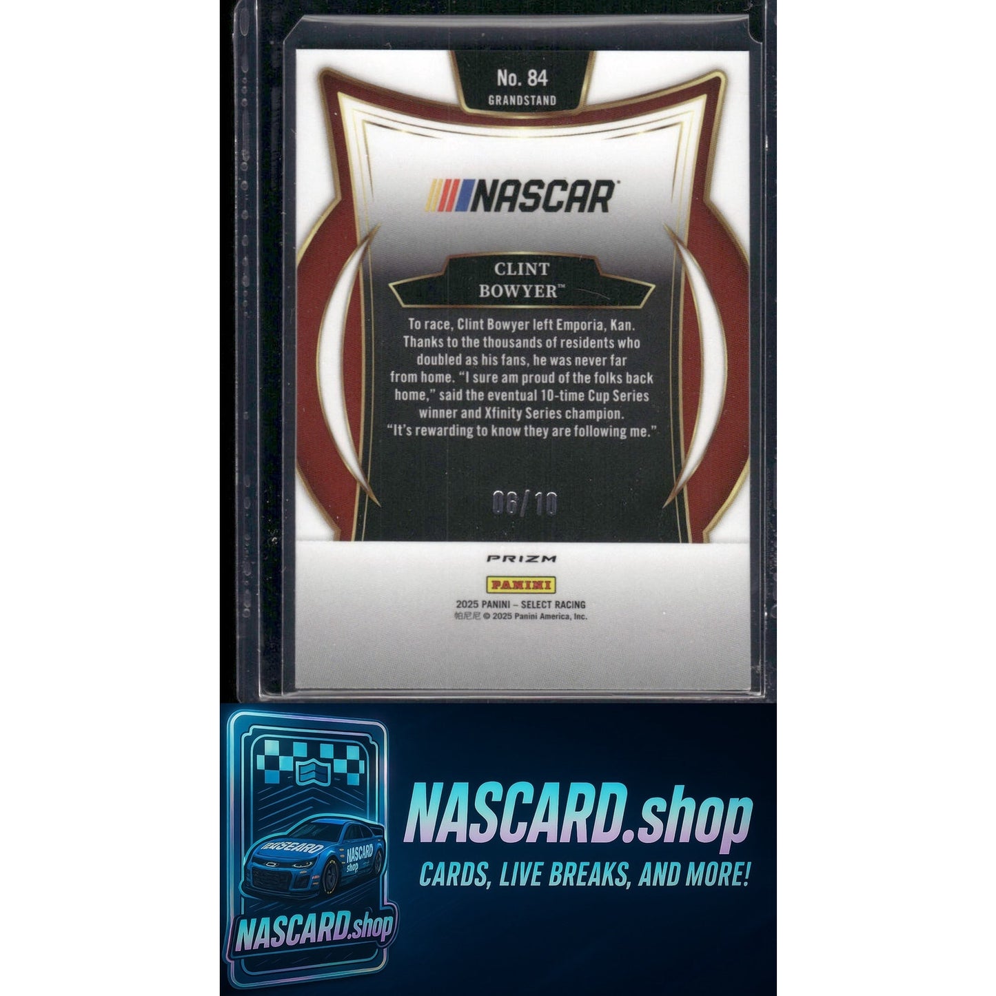 2025 Panini Select Grandstand #84 Clint Bowyer Gold Prizms #/10