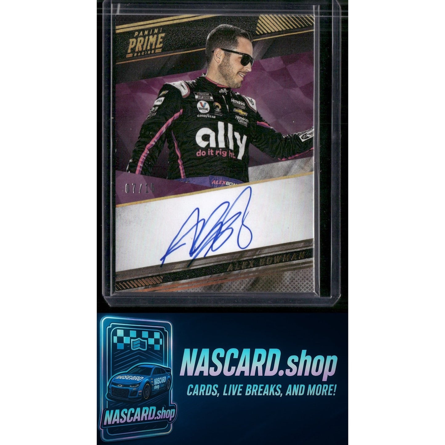2023 Panini Prime #PS-ABO Alex Bowman Prime Signatures Holo Gold #/15 - NASCARD.shop