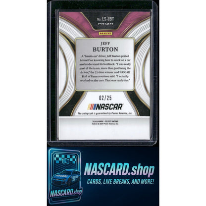 2024 Panini Select #LS-JBT Jeff Burton Legendary Signatures Tie-Dye Prizms #/25 - NASCARD.shop