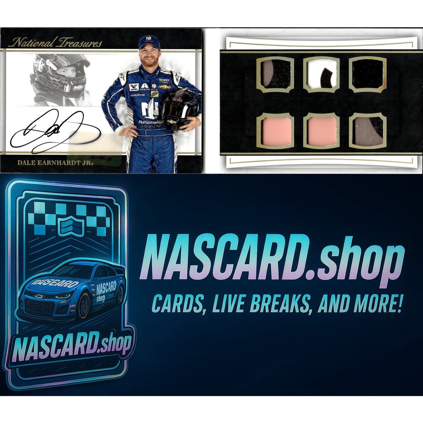 2017 National Treasures Dale Earnhardt Jr Auto Booklet /10 Six Patch Holo Gold - NASCARD.shop