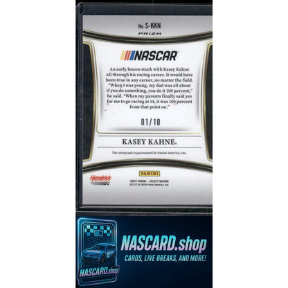 2024 Panini Select #S-KKN Kasey Kahne Signatures Gold Prizms #01/10