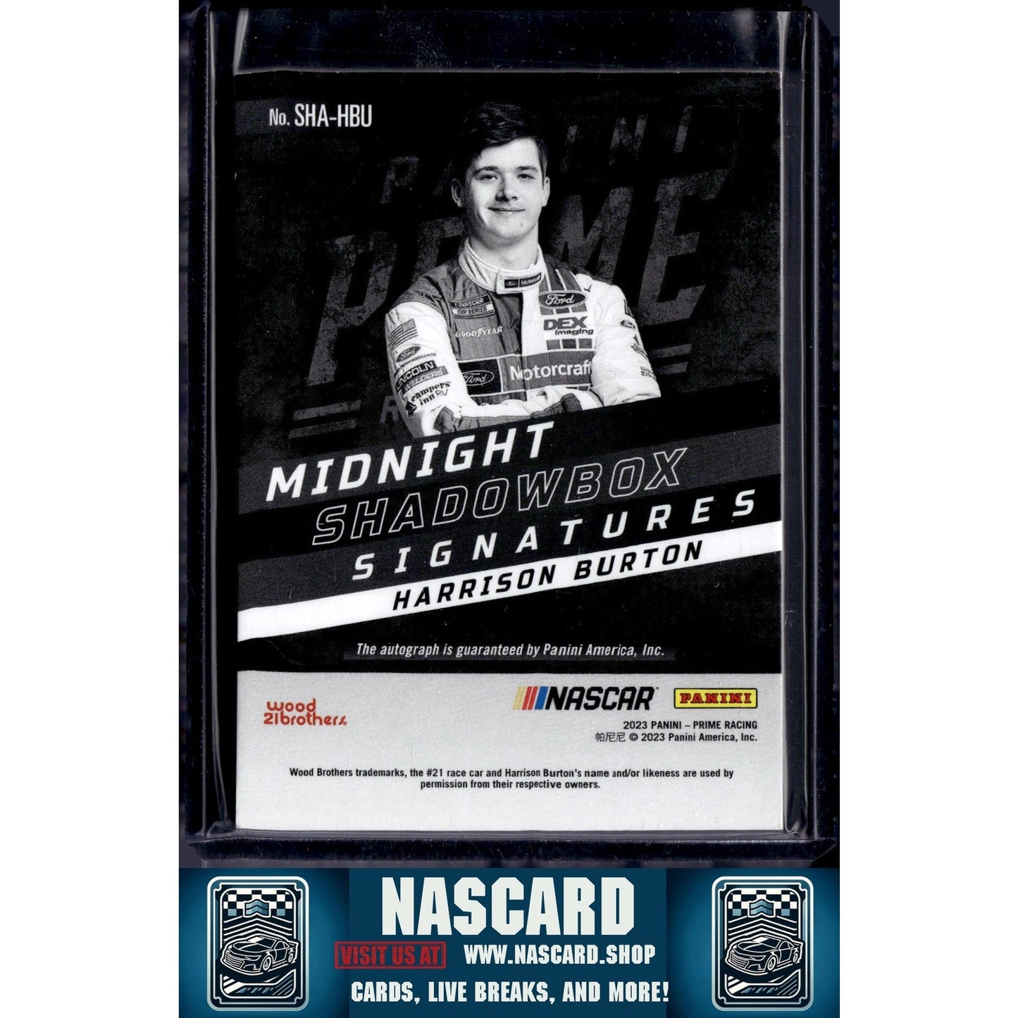 2023 Prime Midnight Shadowbox Signatures #SHA-HBU Harrison Burton #/99
