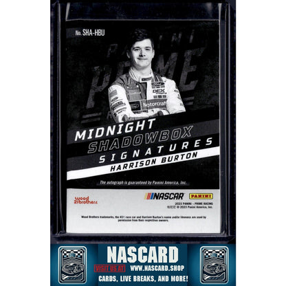 2023 Prime Midnight Shadowbox Signatures #SHA-HBU Harrison Burton #/99