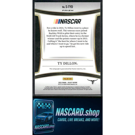 2024 Panini Select #S-TYD Ty Dillon Trackside Action Signatures