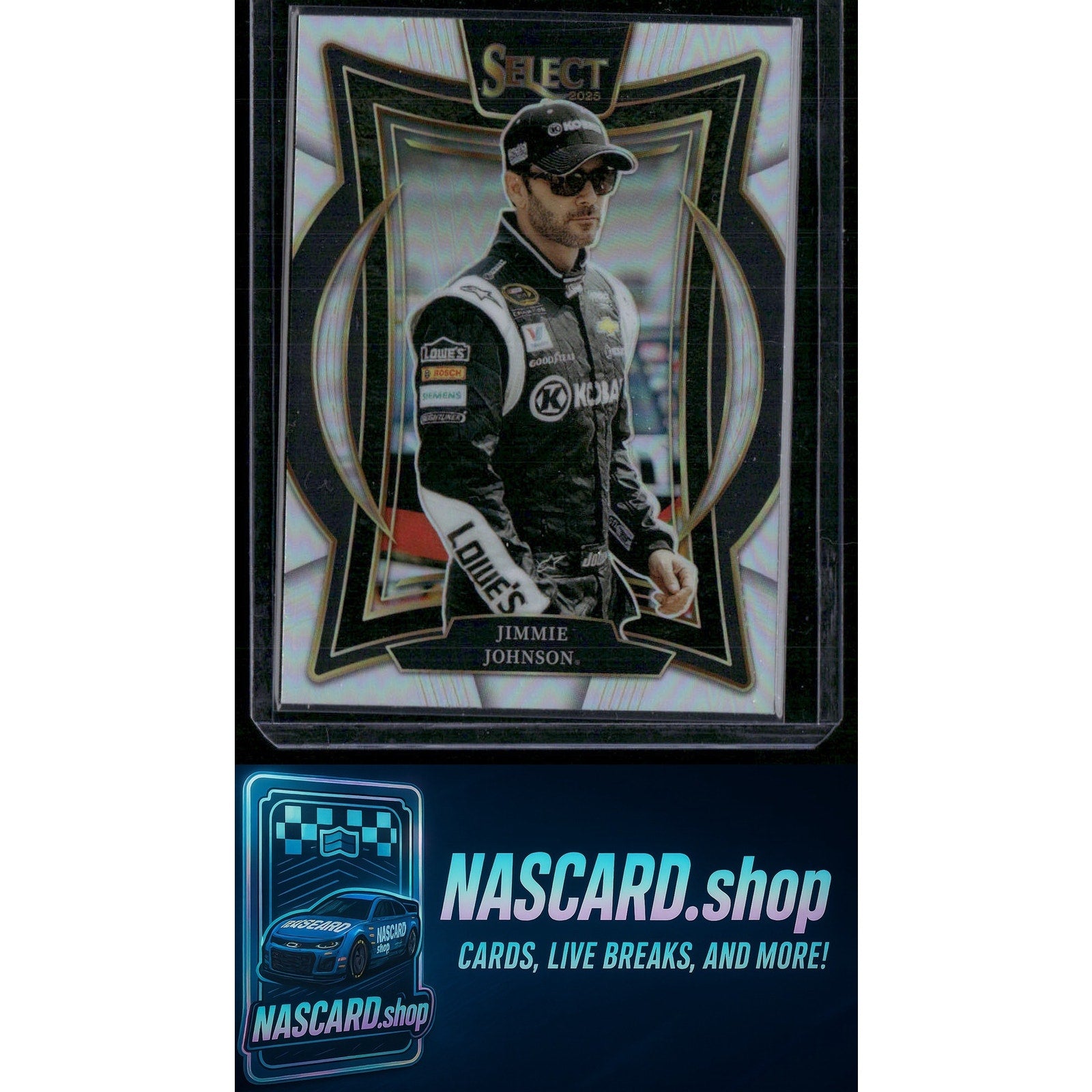 2025 Panini Select #55 Jimmie Johnson Silver Prizms - NASCARD.shop
