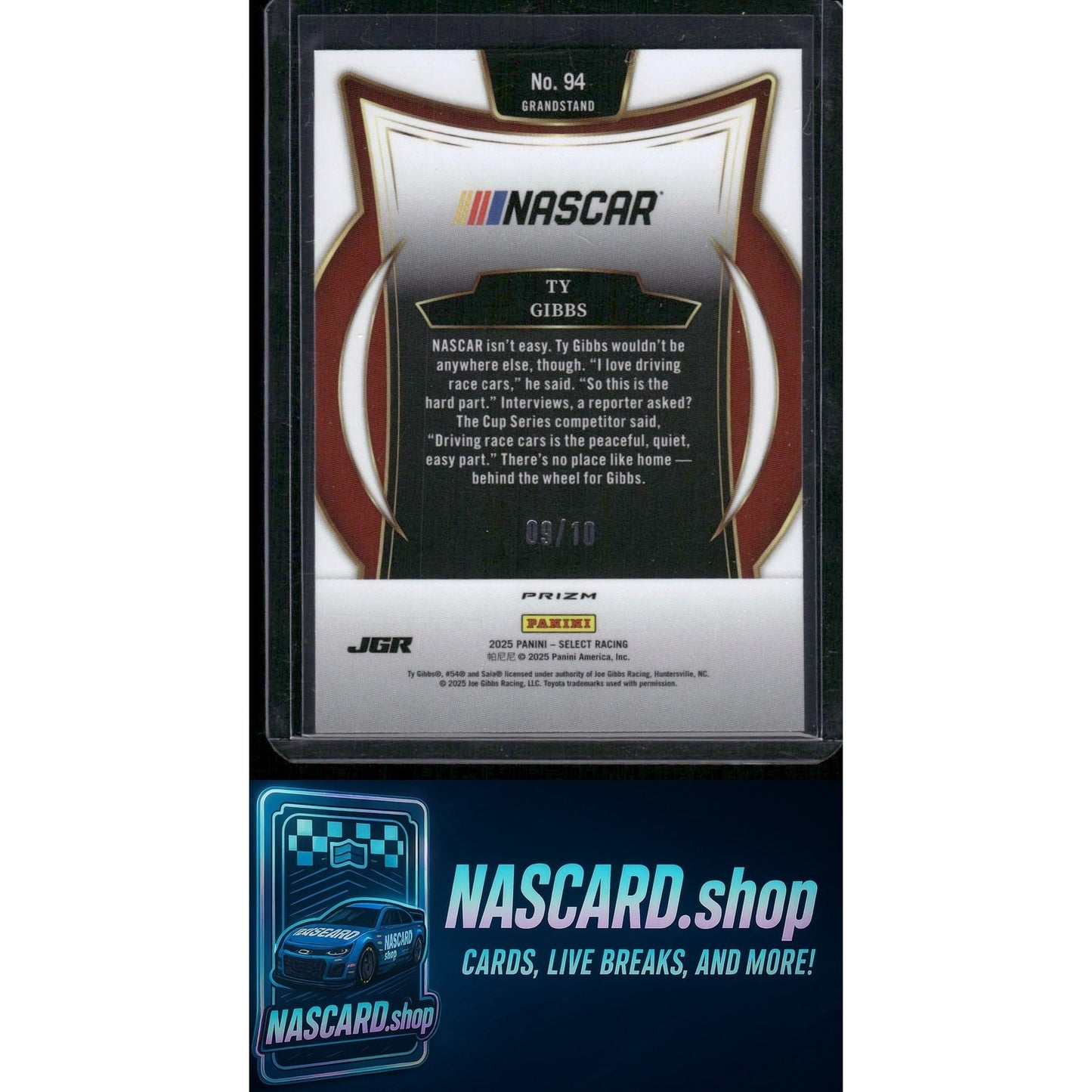 2025 Panini Select #94 Ty Gibbs Gold Prizms #/10