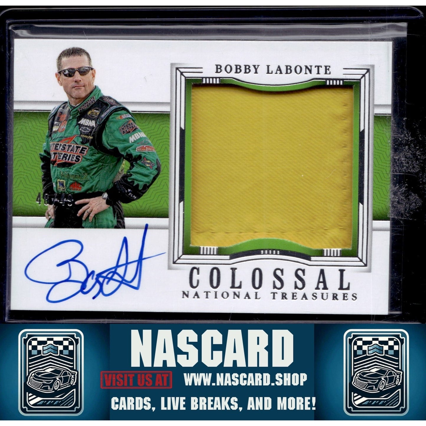 2024 Panini National Treasures Bobby Labonte Colossal Material Auto #/49 - NASCARD.shop