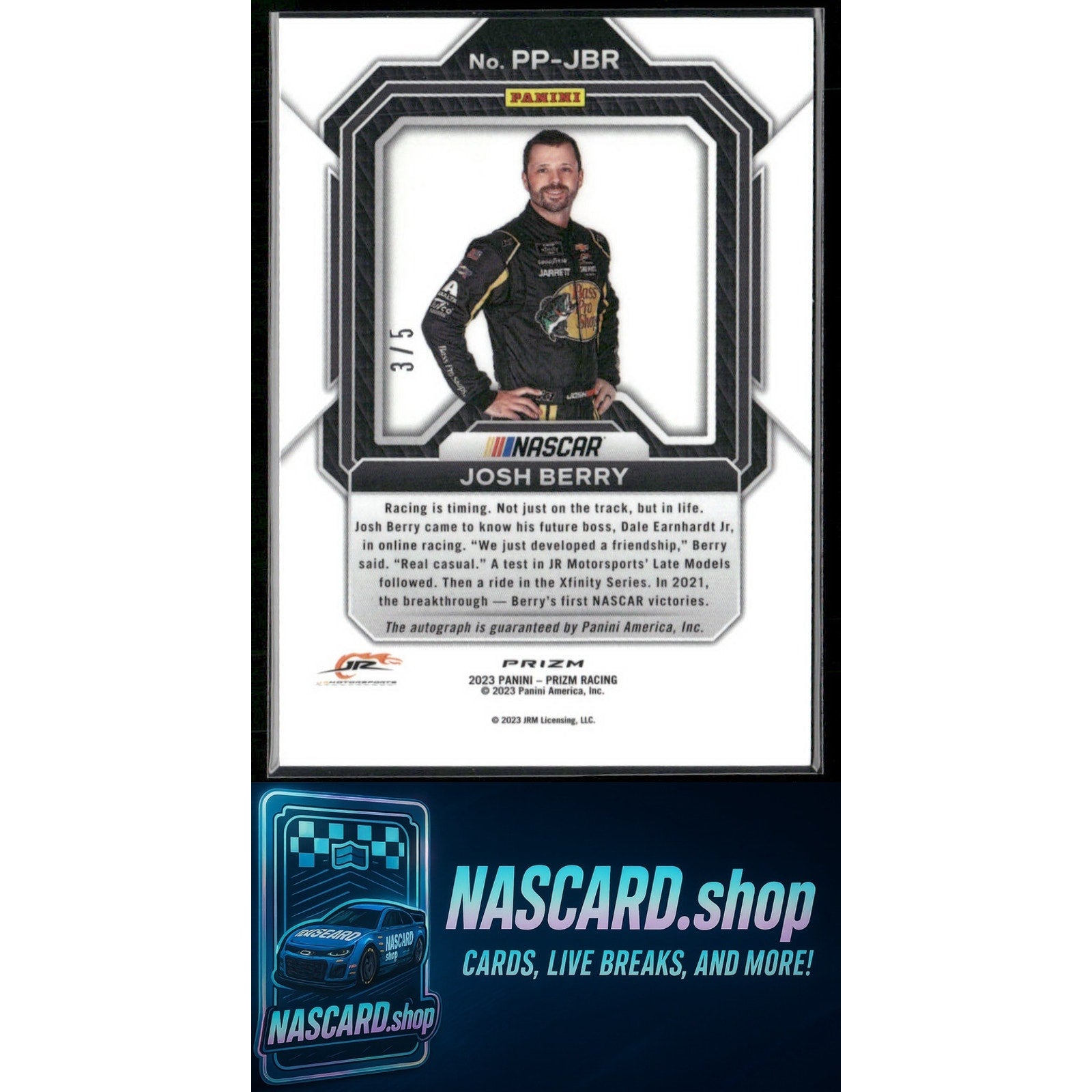 2023 Panini Prizm #PP-JBR Josh Berry Patented Penmanship White Prizm #/5 - NASCARD.shop