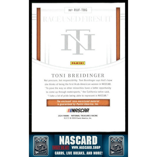 2024 National Treasures Race Used Firesuit Toni Breidinger /99