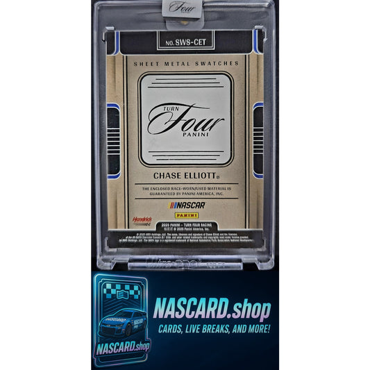 2025 Panini Turn Four Racing #SWS-CET Chase Elliott Sheet Metal Swatches #/49