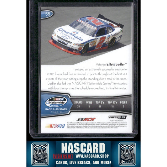 2013 Press Pass #55 Elliott Sadler Color Proof Yellow #/5