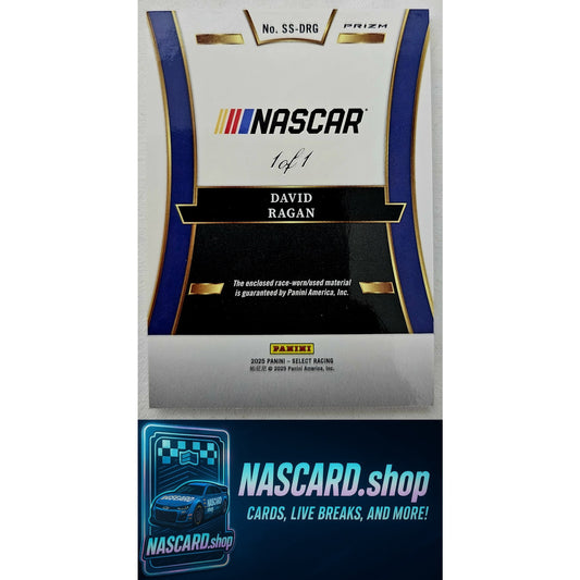 2025 Panini Select #SS-DRG David Ragan Selective Swatches Black Prizms #1/1