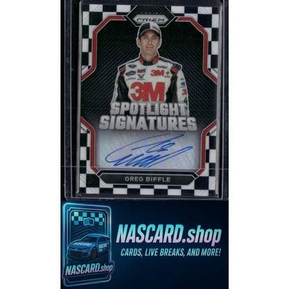 2023 Panini Prizm Greg Biffle Spotlight Signatures Checkered Flag Prizm #/50 - NASCARD.shop