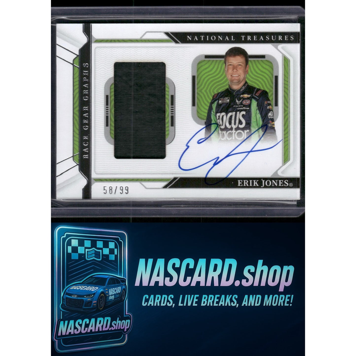2022 Panini National Treasures #RGG-EJ Erik Jones Race Gear Graphs #/99 - NASCARD.shop