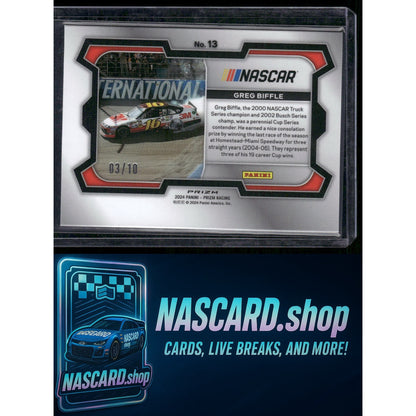 2024 Panini Prizm #13 Greg Biffle Blue Shimmer #/10 - NASCARD.shop