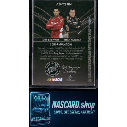 2010 Press Pass Premium Tony Stewart / Ryan Newman Allies Signatures #/5 - NASCARD.shop