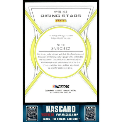 2024 Panini National Treasures Rising Stars Holo Silver Nick Sanchez 02/25 - NASCARD.shop