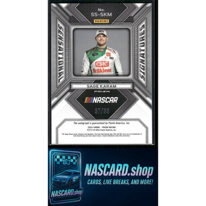 2024 Panini Prizm #SS-SKM Sage Karam Sensational Signatures Red #/99
