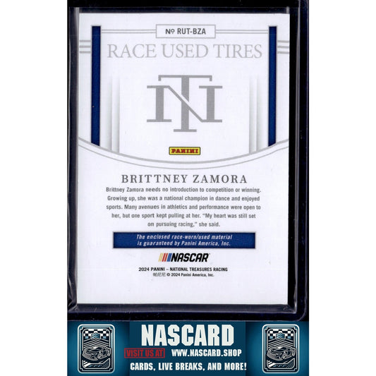 2024 Panini National Treasures Brittney Zamora Race Used Tires Blue #/75