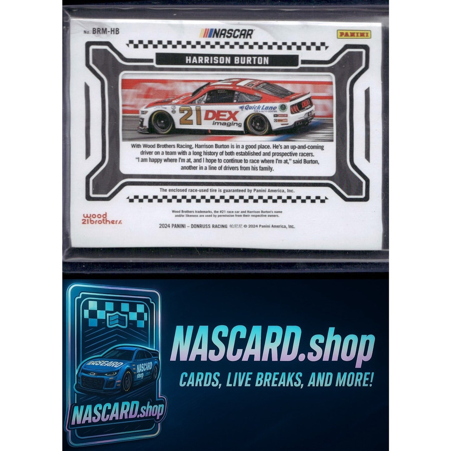 2024 Donruss #BRM-HB Harrison Burton Burning Rubber Materials Red #/99 - NASCARD.shop