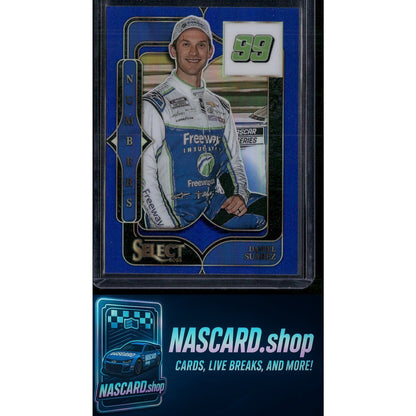 2025 Panini Select #7 Daniel Suarez Select Numbers Blue Prizms #/49