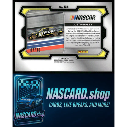 2024 Panini Prizm Rides #54 Justin Haley Gold #07/10 - NASCARD.shop