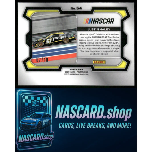 2024 Panini Prizm Rides #54 Justin Haley Gold #07/10 - NASCARD.shop