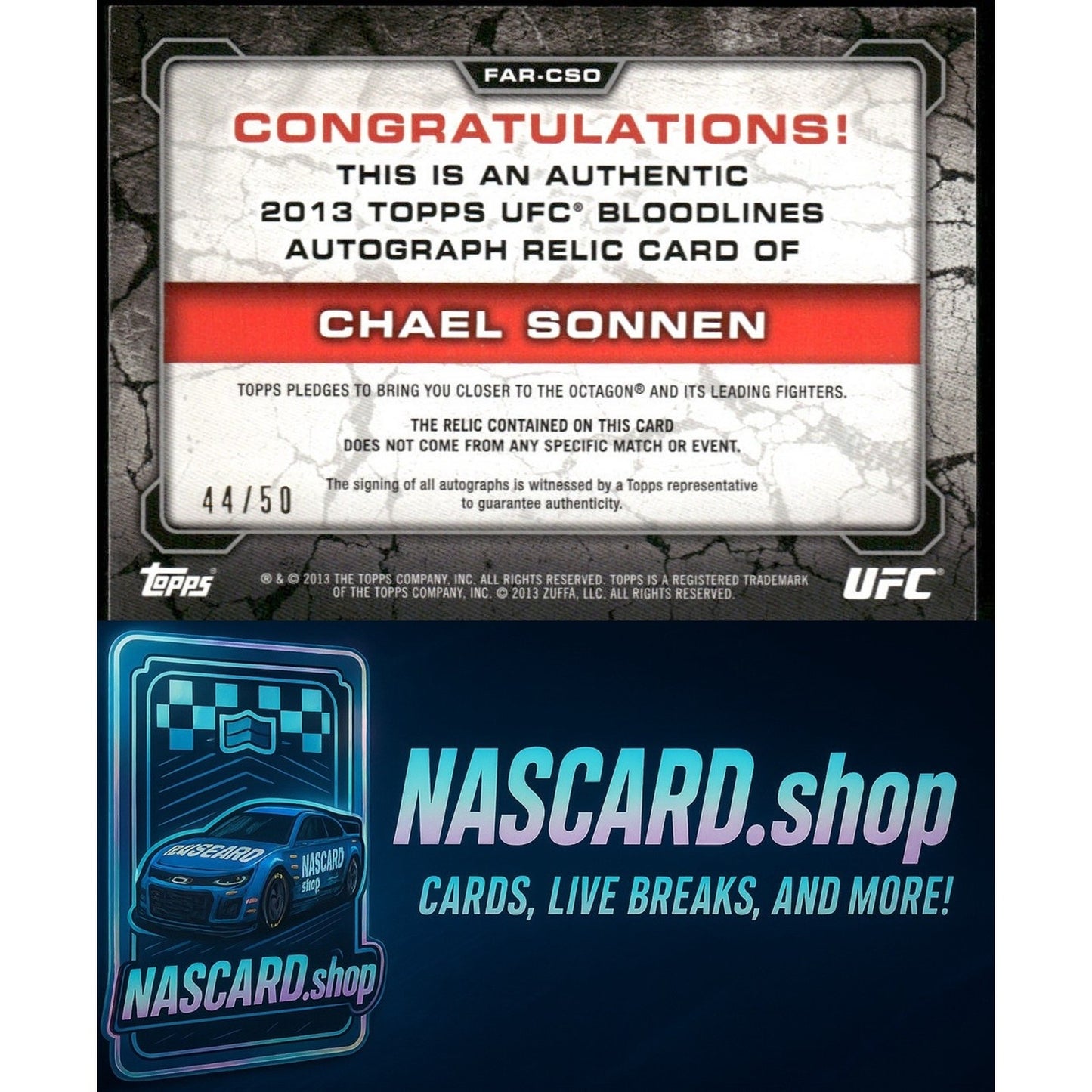 2013 Topps UFC Bloodlines Chael Sonnen Bloodlines Autographed Relics #/50 - NASCARD.shop