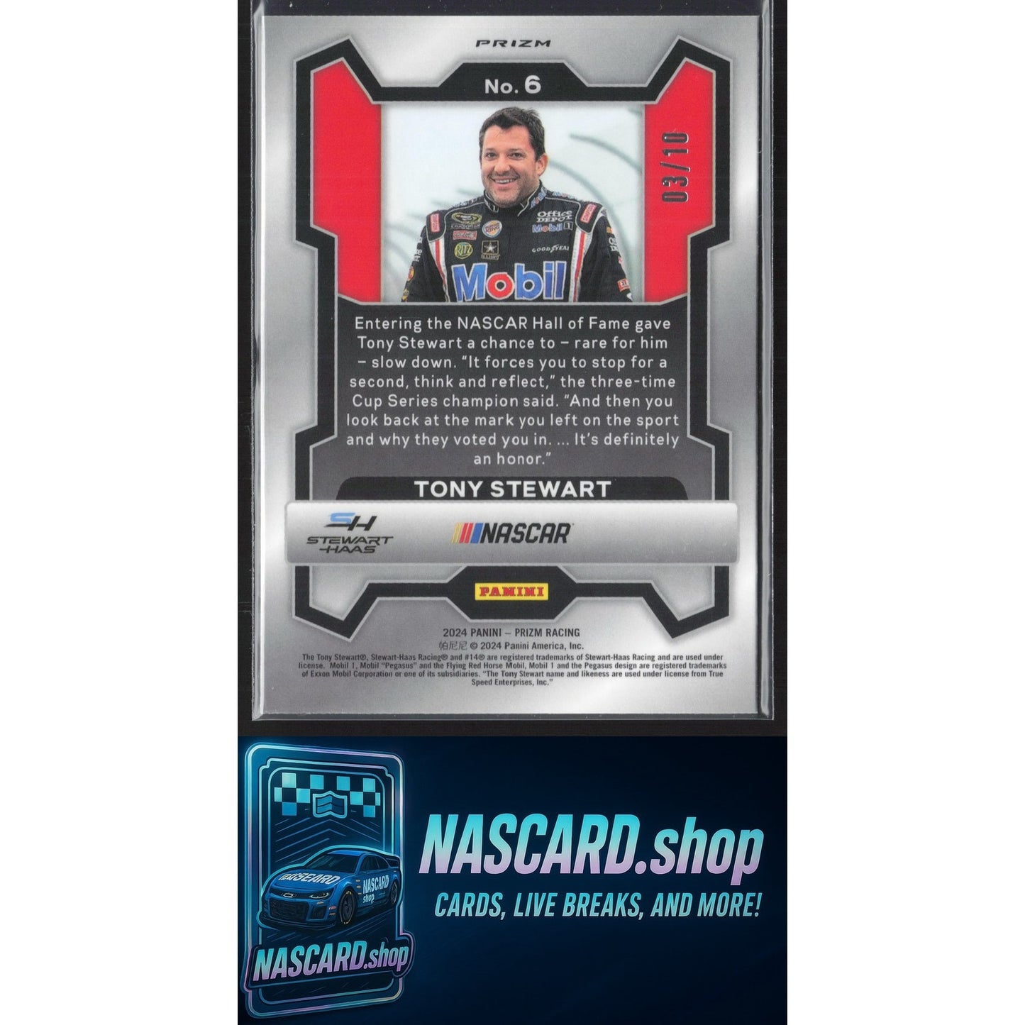 2024 Panini Prizm #6 Tony Stewart Gold #/10