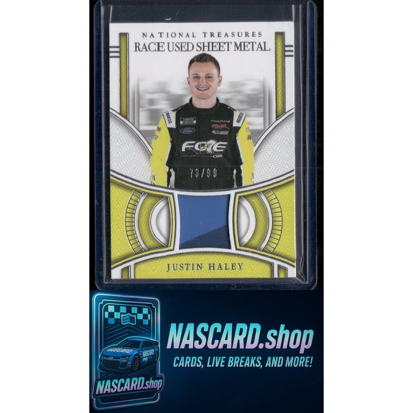 2024 Panini National Treasures #RUS-JHY Justin Haley Race Used Sheet Metal #/99