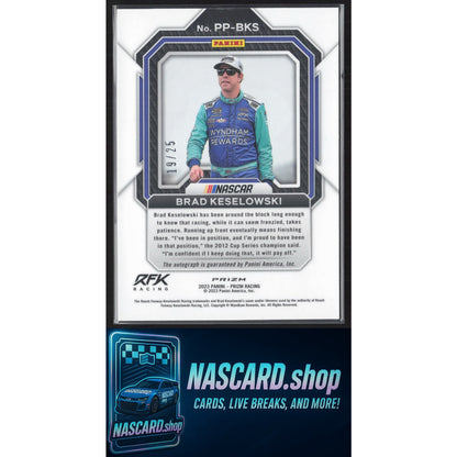 2023 Prizm Brad Keselowski Patented Penmanship Hyper Prizm Purple Yellow #/25