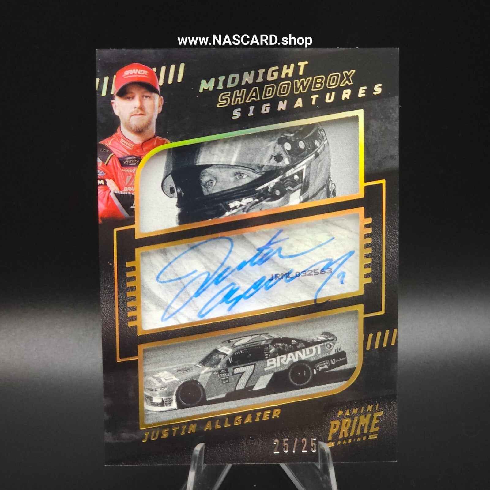 2023 Prime Racing Midnight Shadowbox Signatures Gold Justin Allgaier 25/25