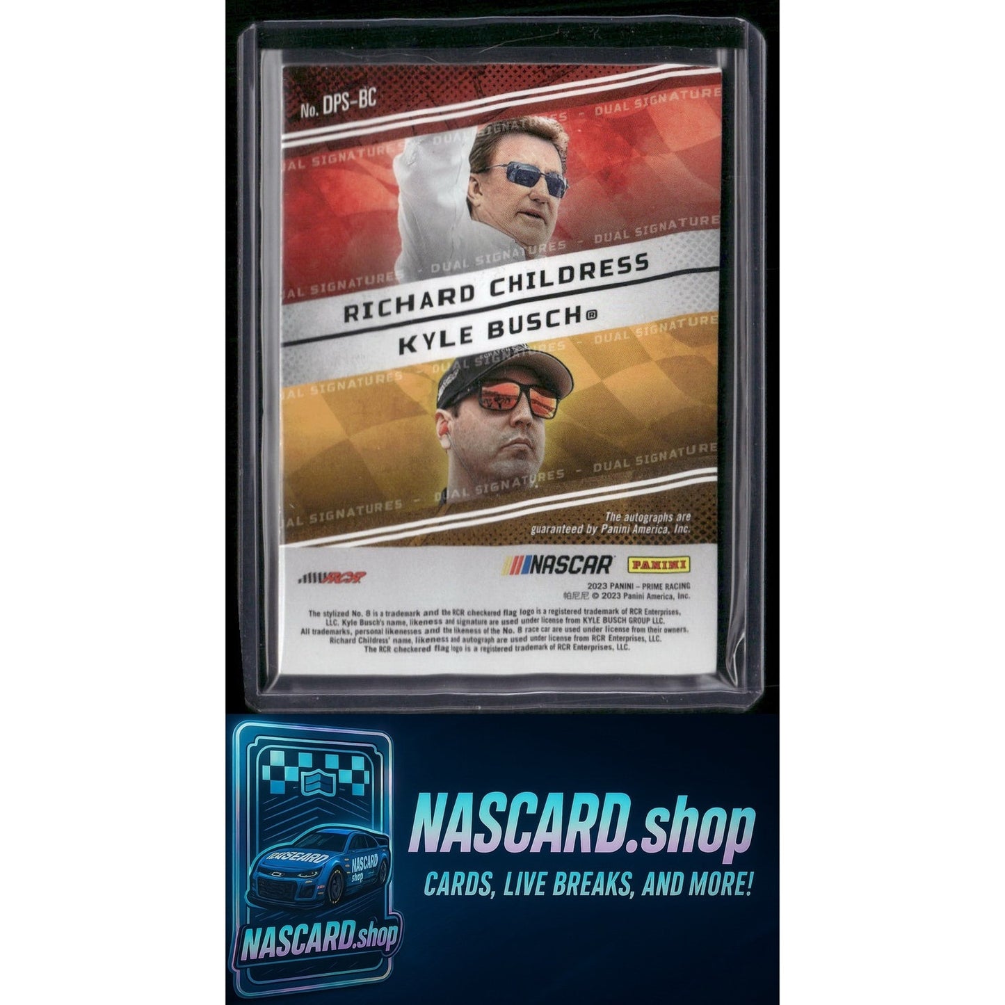 2023 Panini Prime Richard Childress Kyle Busch Dual Prime Signatures Gold /15 - NASCARD.shop