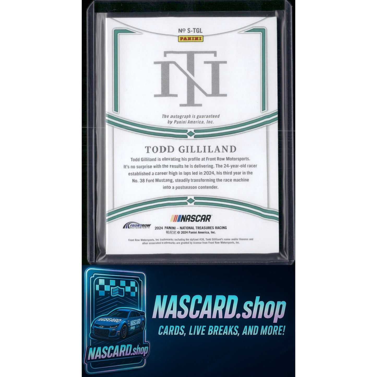 2024 Panini National Treasures #S-TGL Todd Gilliland Signatures Holo Silver #/49 - NASCARD.shop