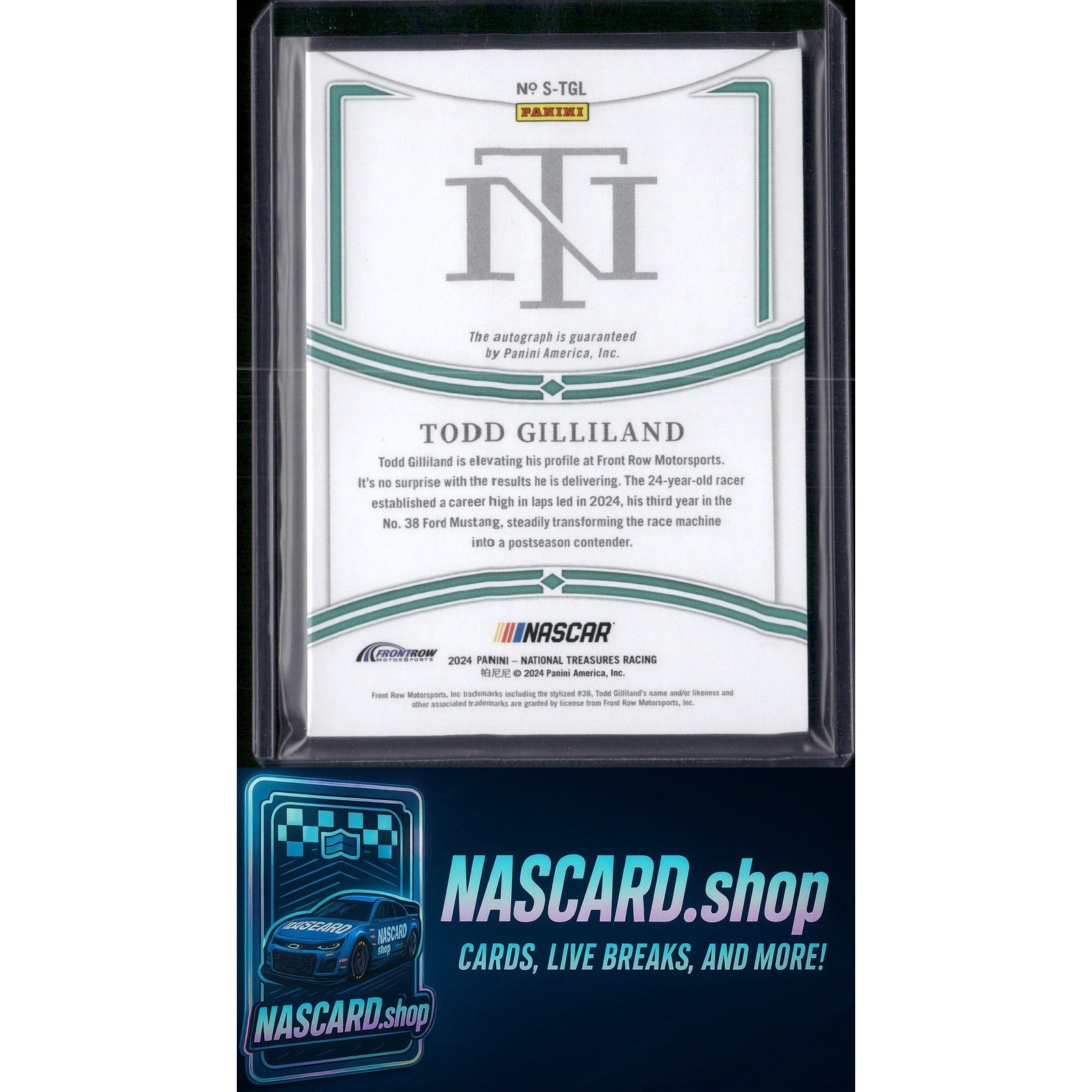 2024 Panini National Treasures #S-TGL Todd Gilliland Signatures Holo Silver #/49 - NASCARD.shop