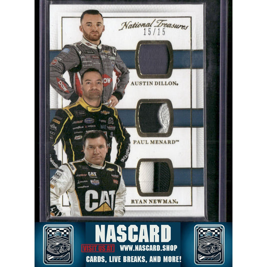 2017 National Treasures Dillon Menard Newman Teammates Trios Gold /15