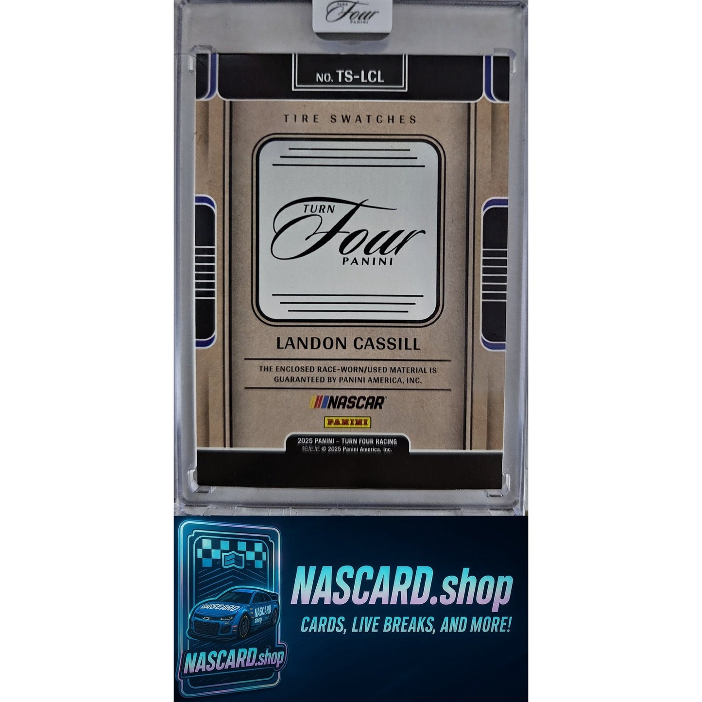 2025 Panini Turn Four #TS-LCL Landon Cassill Tire Swatches #/99