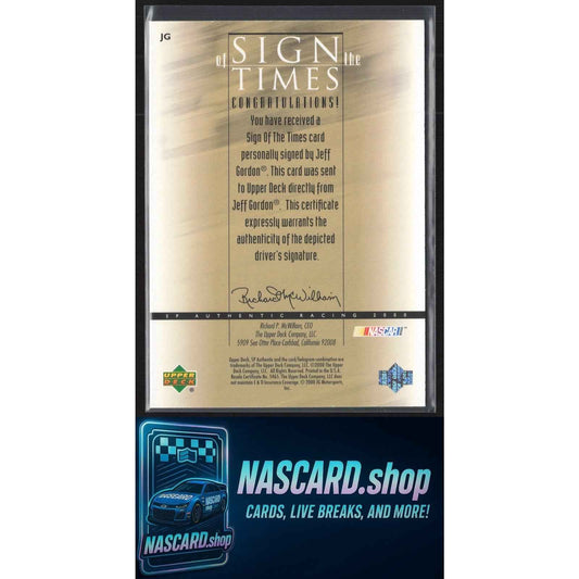 2000 SP Authentic #JG Jeff Gordon Sign of the Times Gold