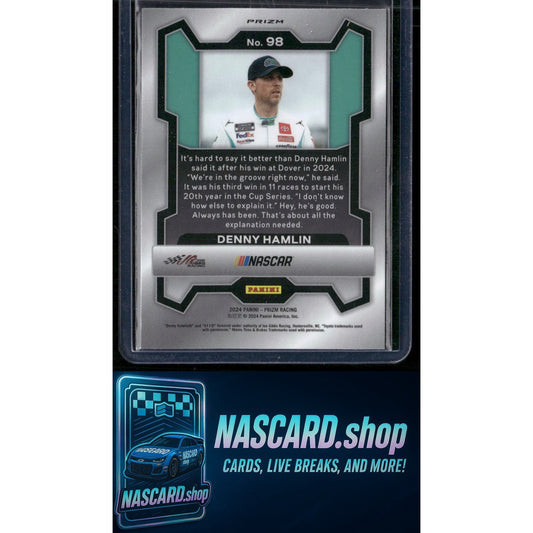 2024 Panini Prizm #98 Denny Hamlin White Sparkle - NASCARD.shop
