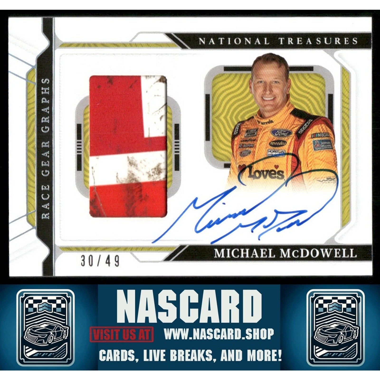 2022 National Treasures Michael McDowell Race Gear Graphs Holo Silver #/49 - NASCARD.shop